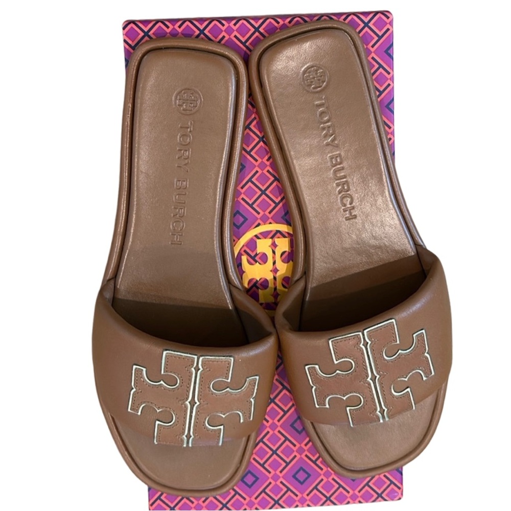 Tory Burch Brown Sandals with Geometric Design